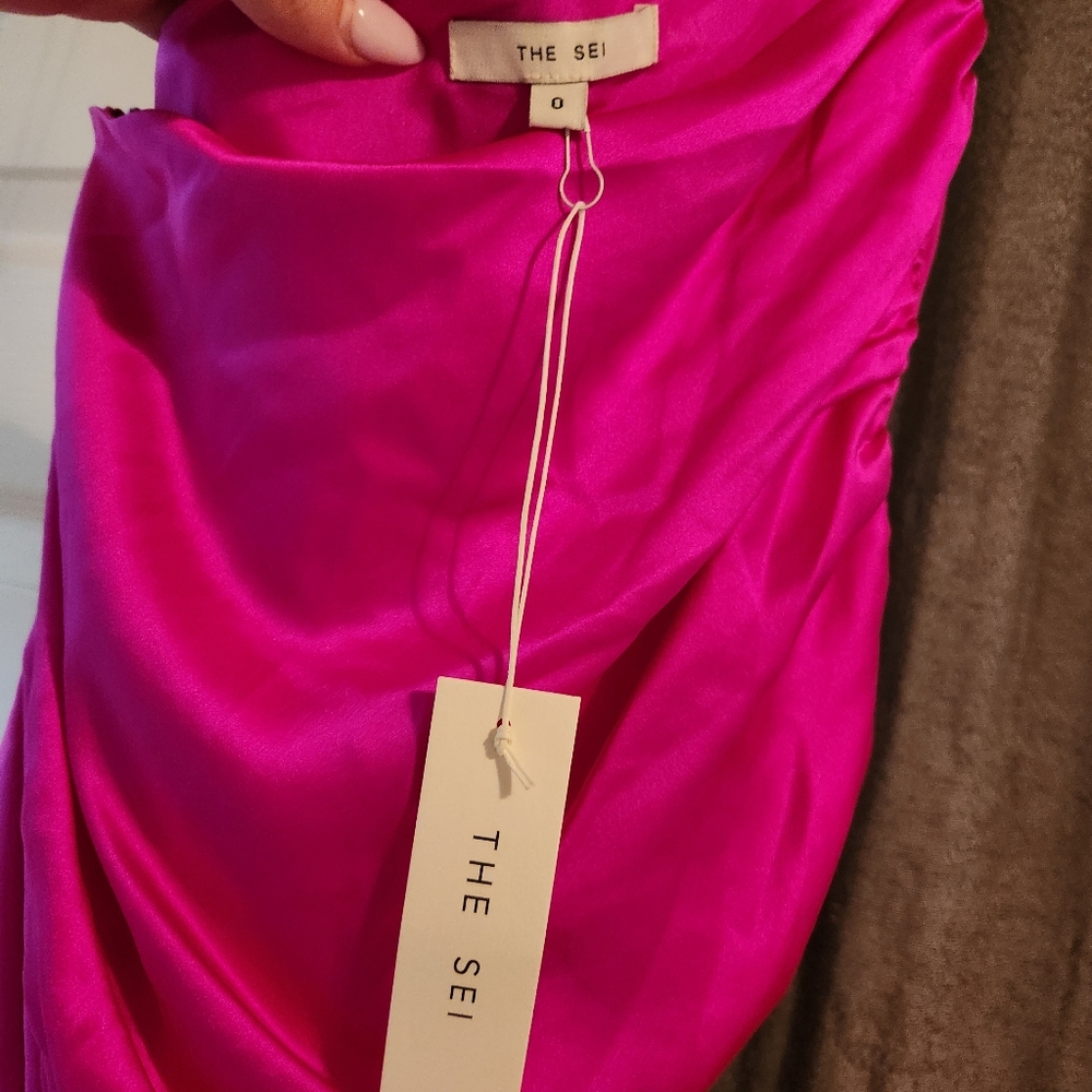 The SEI One Shoulder Ruched Mini Dress - Picture 9 of 11